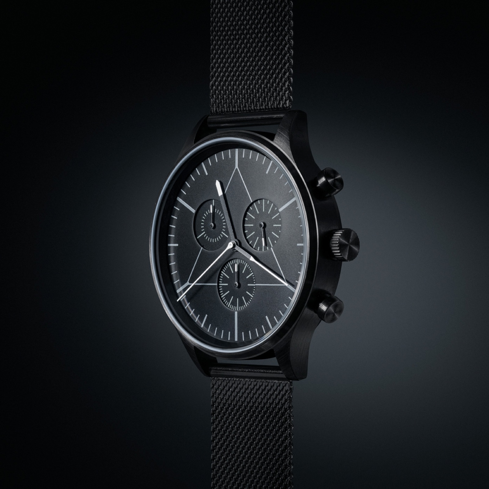Cronometrics Engineer watch with black milanese strap