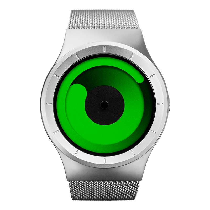 ZIIIRO Mercury watch with green spiral dial